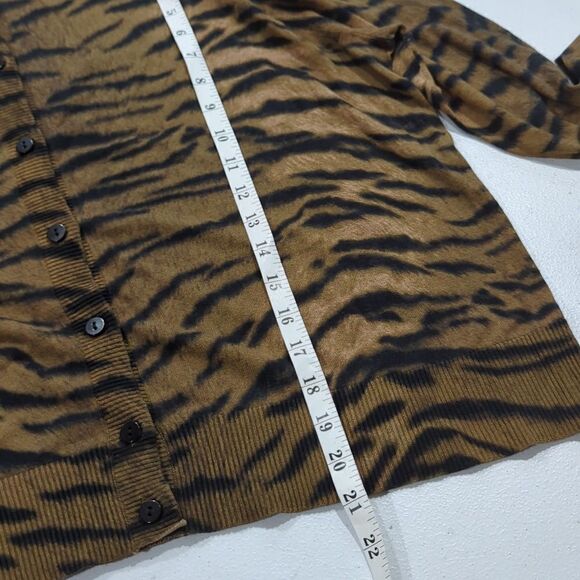 Worth Womens Sweater XL Tan Animal Print Cardigan Lightweight - Picture 8 of 8